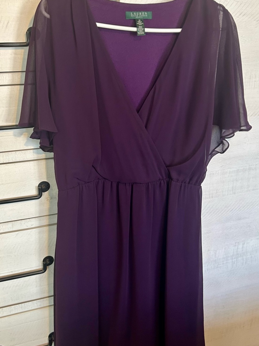 Ralph Lauren Deep Purple Wrap-Front Midi Dress